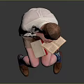 Man Reading Book Sitting On Chair With Stack Of Books On Lap
