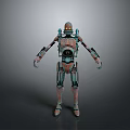 Futuristic Robot Character Featuring Mechanical Body Structure And Metallic Armor Details