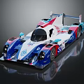 Sleek Blue White Red Racing Car With Aerodynamic Body And Number 37 Design