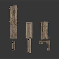 Rustic Style Wooden Furniture Set With Distressed Tables And Natural Wood Cabinets
