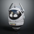 Futuristic Biomechanical Robot Character With Spherical Head And Round Eyes Top Antennas And Bottom Wheels