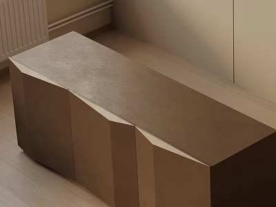 Minimalist Modern Entryway Console Cabinet With Geometric Design And Sleek Metal Surface 3d model
