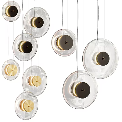 Modern Round Glass Pendant Lights With Metal Accents For Interior Decor 3d model
