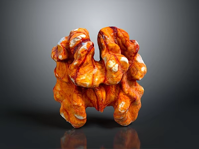 Close Up View Of Fresh Walnut With Natural Brown Texture And Nutty Shape 3d model