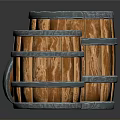 Wooden Barrels for Household with Wood Grain Metal Hoops Open Lid on Black Surface