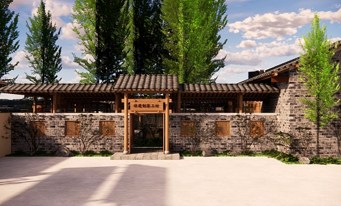 Modern New Chinese-style Intangible Cultural Heritage Center Door Head Rural Courtyard Door Head Manor Door Head Chinese-style Door Head Signboard Archway Intangible Cultural Heritage Center Door Head Door Head 3d model