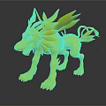 Blue And White Fantasy Wolf With Spiked Mane And Pink Claws