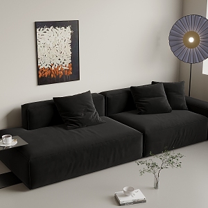 Middle-style double sofa 3d model