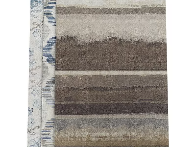 Modern Neutral Square Rug With Striped Pattern Brown Gray Beige Tones Decorative Border 3d model