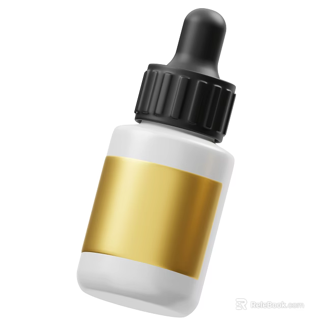 Elegant Fragrance Cosmetic White Bottle With Gold Label And Black Cap 3d model 