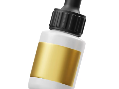 Elegant Fragrance Cosmetic White Bottle With Gold Label And Black Cap 3d model