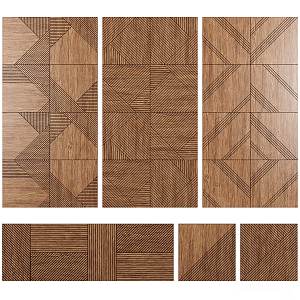 Fish bone wood grain board wall board 3d model