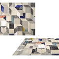 Modern Square Carpet With Geometric Pattern And Multi Colored Abstract Design 3d model