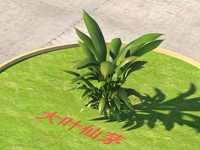 Road Facilities with Green Lawn and Leafy Plants as Street Side Landscaping Elements 3d model