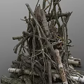 Natural Wood Pile With Stacked Branches Bark Covered Logs And Twigs
