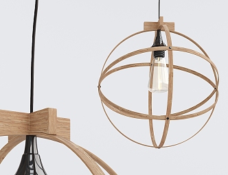 Industrial LOFT chandelier solid wood chandelier 3d model