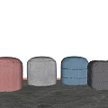 Modern sofa stool round stool square stool combination 3d model