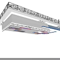 Exhibition Hall Ceiling Design With Integrated Logo And Modern Lighting Structure