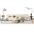 Modern Living Room Sofa Coffee Table Set With Armchair Lamp And Area Rug