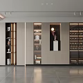 Modern Elegant Wine Cabinet Interior Design With Glass Doors LED Lighting And Wine Bottles