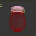 Shiny Metal Storage Jar With Orange Cork Lid And Secure Clasp Closure