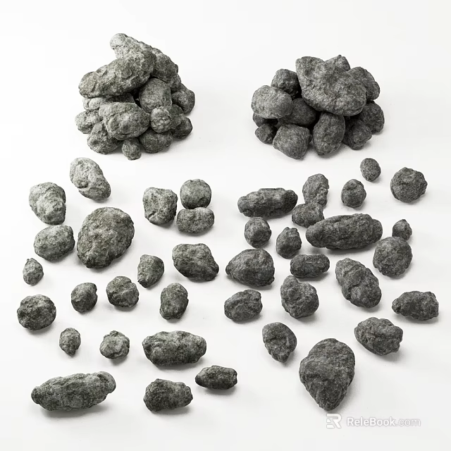 Garden Ornaments With Natural Various Shaped Decorative Stones For Outdoor Use 3d model 