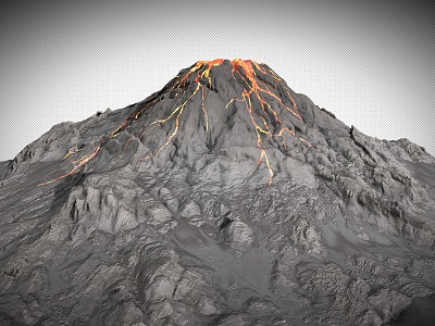 Volcanic Peak Mountain Range Volcanic Terrain 3d model