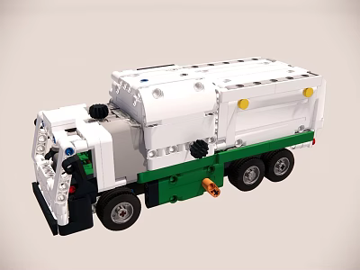 Lego Functional Vehicle Toy Model With White Green Body And Dump Structure 3d model