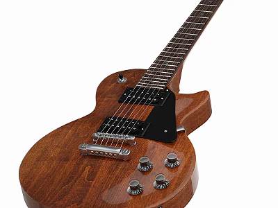 Premium Wooden Electric Guitar With Fretboard Bridge And Chrome Control Knobs 3d model