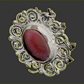 Elegant Silver Ring With Red Gemstone And Intricate Filigree Design