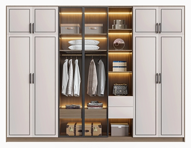 New Chinese-style Wardrobe Solid Wood Wardrobe Master Bedroom Wardrobe to Top-style Multifunctional 3d model