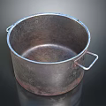 Vintage Metal Cooking Pot With Two Side Handles And Rustic Texture 3d model