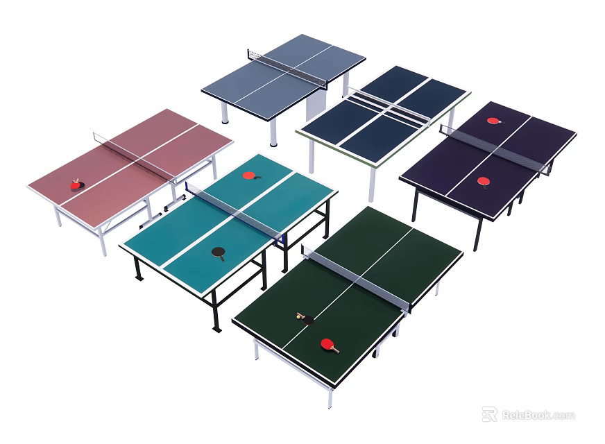 Various Colored Table Tennis Tables As Sports Equipment With Assorted Hues And Sturdy Frames 3d model 