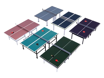 Various Colored Table Tennis Tables As Sports Equipment With Assorted Hues And Sturdy Frames 3d model