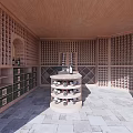 Classic Wine Cellar Interior Design With Wall Mounted Racks Central Circular Storage And Stone Flooring