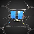 Multi rotor Drone With Blue Battery Black Components And Propellers