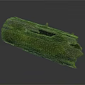 Natural Weathered Wooden Log with Green Moss Covered Surface and Natural Holes