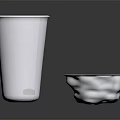 White And Transparent Plastic Cups With Ribbed Design And Stackable Structure 3d model