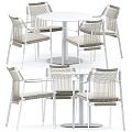 Outdoor White Round Lounge Table Lounge Chair 3d model