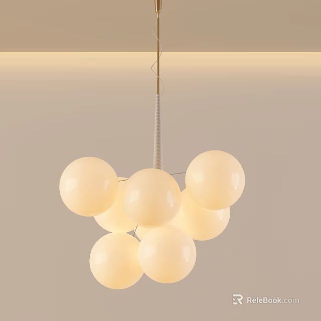 Modern White Spherical Pendant Light With Multiple Glass Balls For Home Interior Decor 3d model 