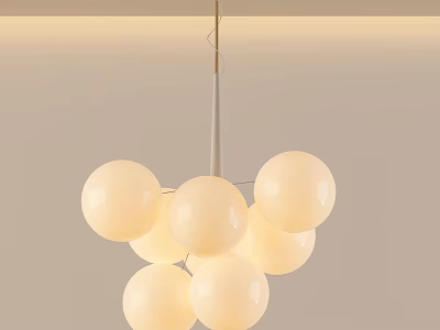 Modern White Spherical Pendant Light With Multiple Glass Balls For Home Interior Decor 3d model