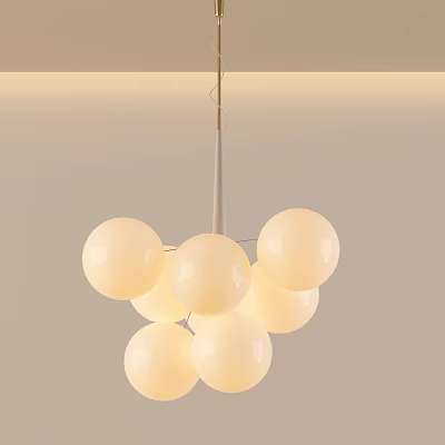 Modern White Spherical Pendant Light With Multiple Glass Balls For Home Interior Decor 3d model