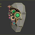 Steampunk Inspired Copper Earrings with Green Gemstones and Intricate Mechanical Details