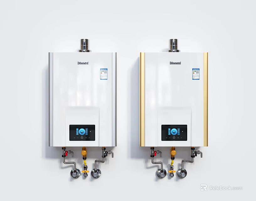 Two Shanli White Wall Mounted Water Heaters With Digital Display 101 Home Daily Appliances 3d model 