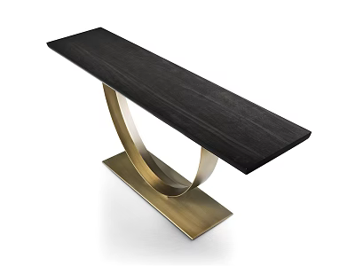 Elegant Modern Entryway Console Table With Black Wood Top And Golden Metal Curved Base 3d model