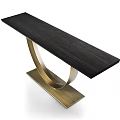 Elegant Modern Entryway Console Table With Black Wood Top And Golden Metal Curved Base