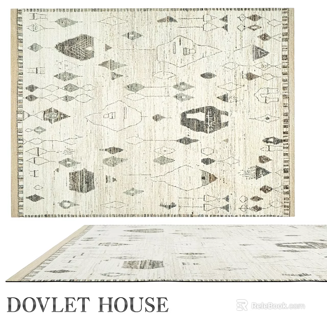 Modern Square Rug With Geometric Patterns In Neutral Beige And Gray Tones 3d model 