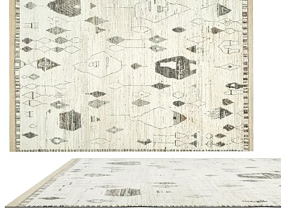 Modern Square Rug With Geometric Patterns In Neutral Beige And Gray Tones 3d model