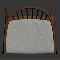 Wooden Chair with Curved Backrest Slat Design and Light Colored Cushion