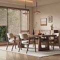 Modern Restaurant Interior With Wooden Dining Table Chairs Pendant Lights Blinds And Green Plants